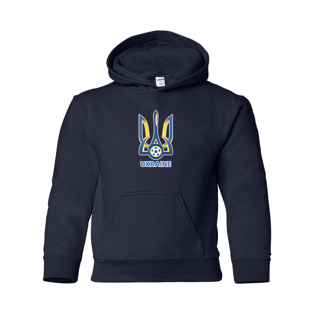 Youth Ukraine National Football Soccer Team Gildan Heavy Blend  Hooded Sweatshirt